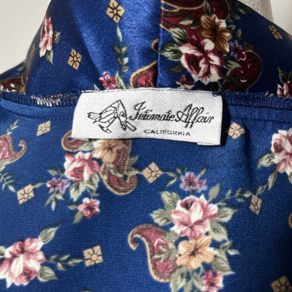 Vintage Intimate Affair California Satin Floral Paisley Wrap Robe Dress Large - Picture 6 of 6